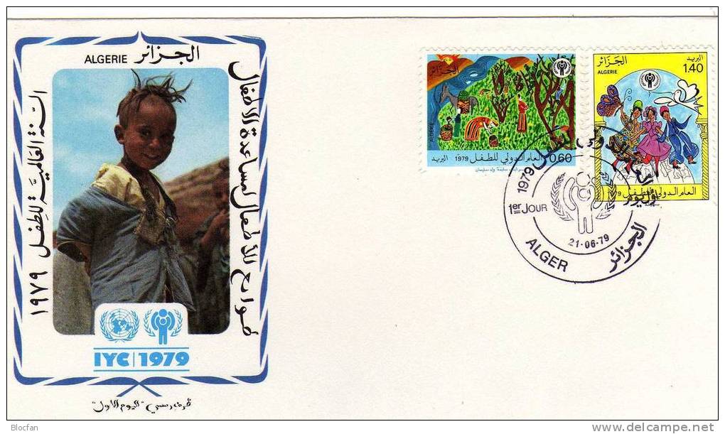 UNO Jahr Des Kindes 1979 Kinder Als Erntehelfer Beim Reigen-Tanz Algerien 742/3 FDC 2€ UNICEF Children Cover Of Algeria - Algérie (1962-...)