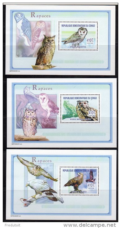 CONGO - 2003 - BLOCS  N° 257/9  ** OISEAUX DE PROIES / RAPACES - Ongebruikt