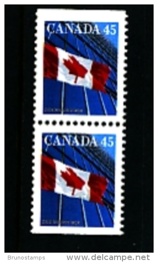 CANADA - 1995  45c  FLAG  PERF. 13 1/2 X 13   PAIR  FROM BOOKLET  MINT NH - Unused Stamps