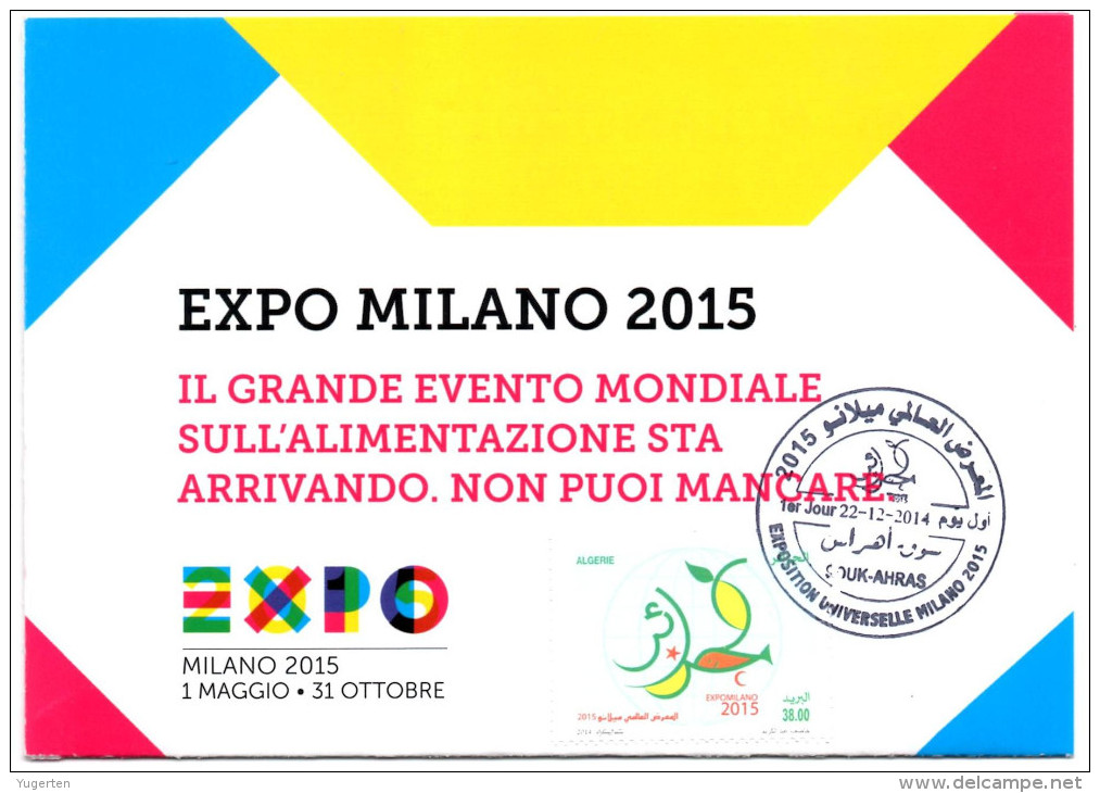 Leaflet - Brochure - Expo Milano 2015 - Milan - Algerian Stamp YT 1704 - 2015 – Mailand (Italien)