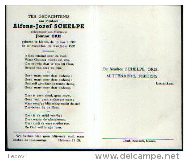 Souvenir Mortuaire SCHELPE Alfons (1889-1960) Geboren En Overleden Te MENEN - Images Religieuses