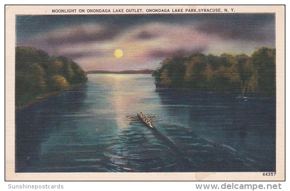 Moonlight On Onondaga Lake Outlet Onondaga Lake Park Syracuse New York 1951 - Syracuse