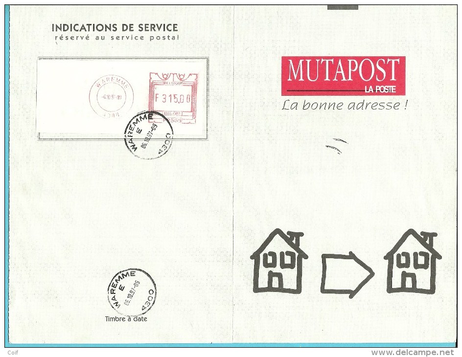 MUTAPOST "LA BONNE ADRESSE" (124M) Met ROODFRANKEERING - WAREMME - 1980-99