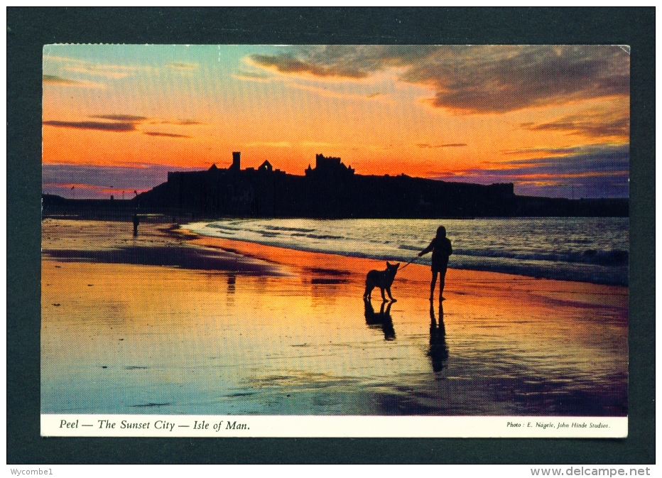 ISLE OF MAN  -  Peel At Sunset  Used Postcard As Scans - Ile De Man