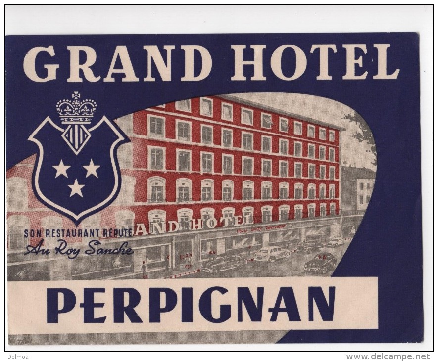 Etiquette Hôtel Grand Hôtel Perpignan Restaurant Au Roy Sanche - Hotel Labels