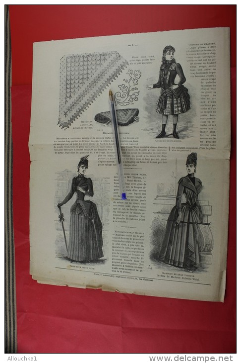 RARE>FEV 1889 JOURNAL DES DEMOISELLES LOISIRS CREATIFS MODE TRAVAUX COLLECTION MODELES BRODERIE LADY´S LIRE LE SOMMAIRE