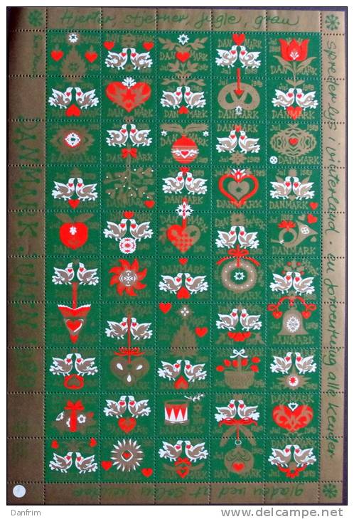 Denmark Christmas Seal 1989 MNH (**)  Full Sheet  Christmas Decorations - Full Sheets & Multiples