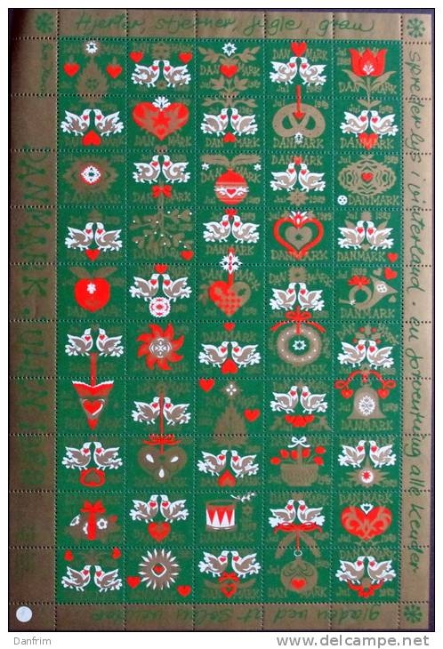 Denmark Christmas Seal 1989 MNH (**)  Full Sheet  Christmas Decorations - Ganze Bögen