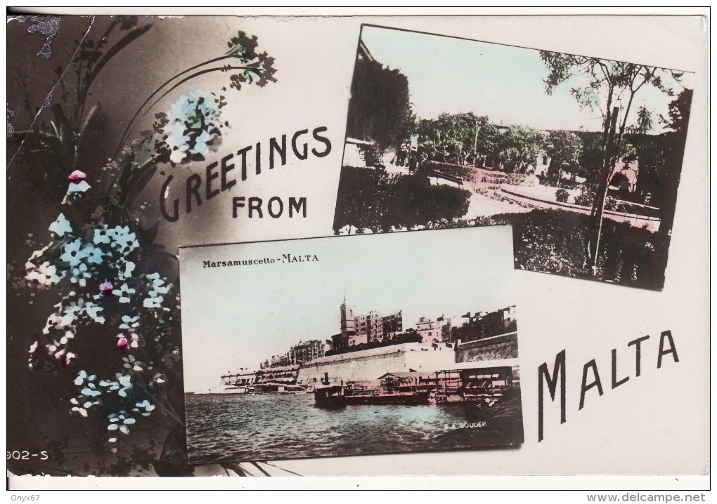 Carte Postale Fantaisie Greetings From MALTA-MALTE-Marsamuscetto-Fleur- VOIR 2 SCANS - - Malte