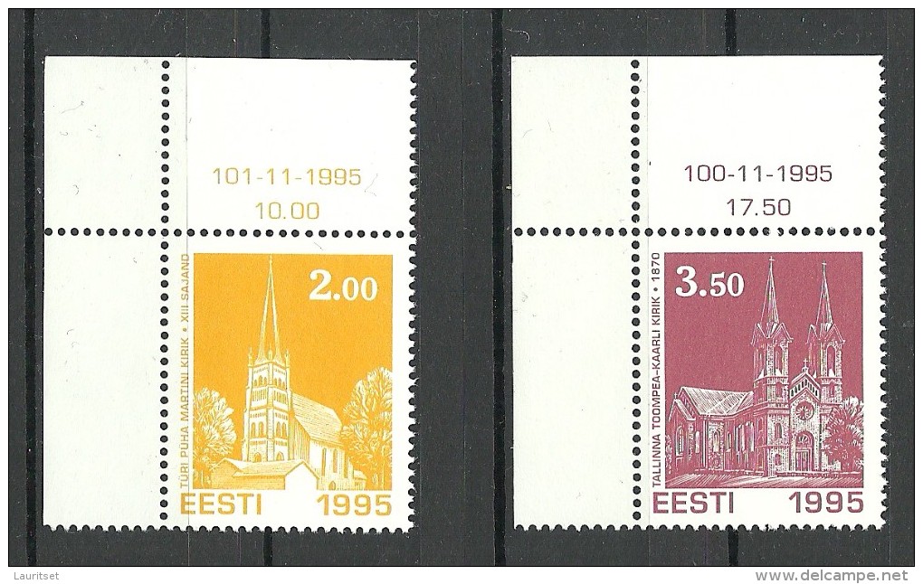 ESTLAND Estonia 1995 Christmas Weihnachten Church Kirche Kaarli & Türi Michel 270 - 271  Nice Corners MNH - Estonie