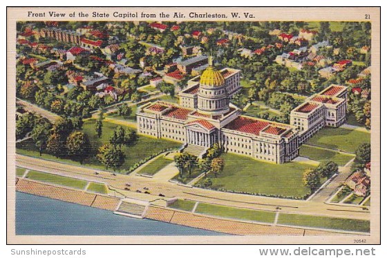 Front View Of The State Capitol From The Air Charleston West Virginia - Charleston