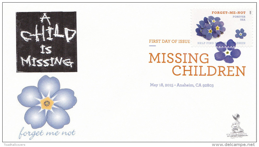 Missing Children FDC With DCP Cancellation, From Toad Hall Covers, #1 Of 2 - 2011-...