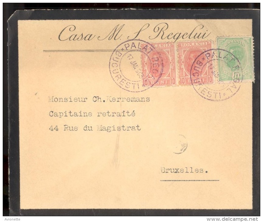 Enveloppe Vide Deuil 1905 / Casa M.L. Regalui / Palat Regal Bucuresti - Lettres & Documents