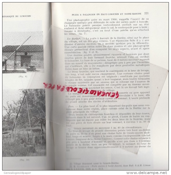 87 - EXTRAIT BULLETIN STE ARCHEOLOGIQUE LIMOUSIN- LOUIS BONNAUD-PUITS A BALANCIERS-FAUSSES IDENTITES 1963 - Limousin