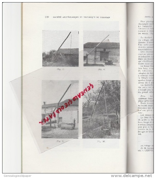 87 - EXTRAIT BULLETIN STE ARCHEOLOGIQUE LIMOUSIN- LOUIS BONNAUD-PUITS A BALANCIERS-FAUSSES IDENTITES 1963 - Limousin