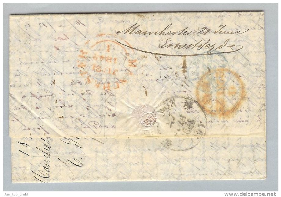 Grossbritannien 1843-06-20 BOM Brief Manchester Nach Avignon F. - ...-1840 Prephilately