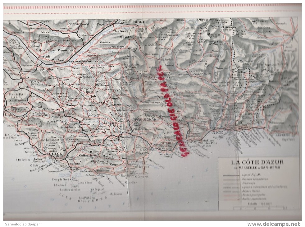 ATLAS PLM- SNCF- CHEMINS DE FER- LA COTE D' AZUR- DE MARSEILLE A VINTIMILLE-NICE-GRASSE-GOLFE JUAN-TOULON-CANNES-HYERES-