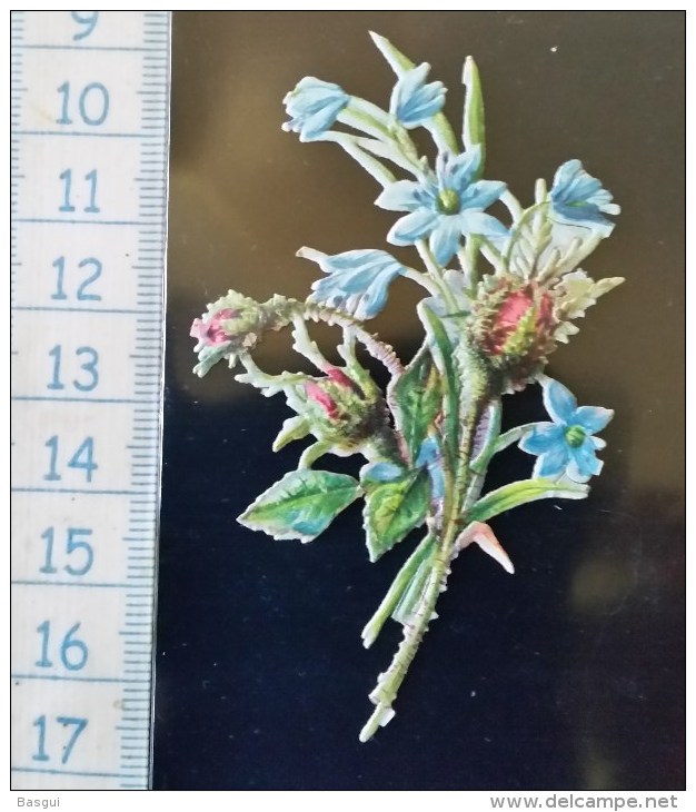 Chromo Decoupis, Gaufré A Coller. Theme Floral, Fleur, Vers 1900 - Bloemen