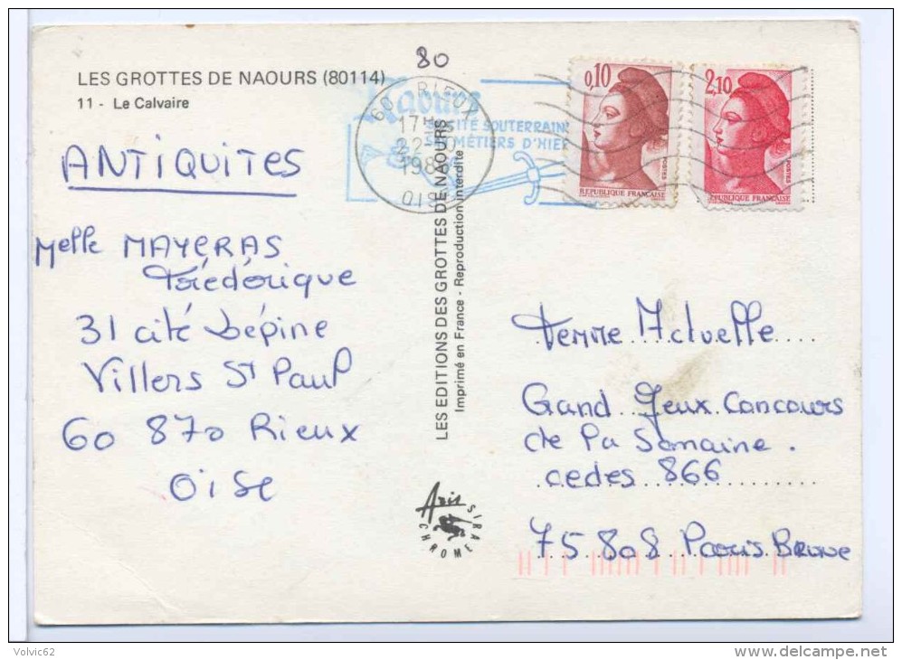 Lot, série  de 17 Cartes sur Naours les grottes, moulin  métier calvaire galerie scan total recto/verso