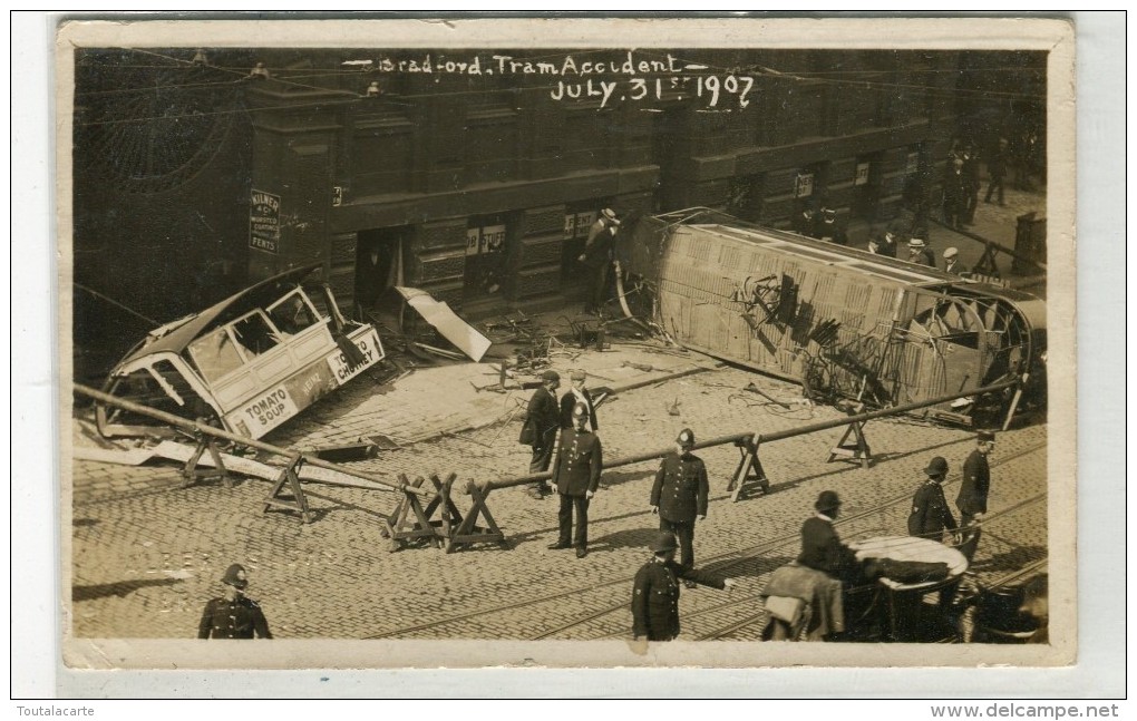 POST CARD ENGLAND YORKSHIRE BRADFORD TRAM ACCIDENT JULY 31 1907 - Bradford