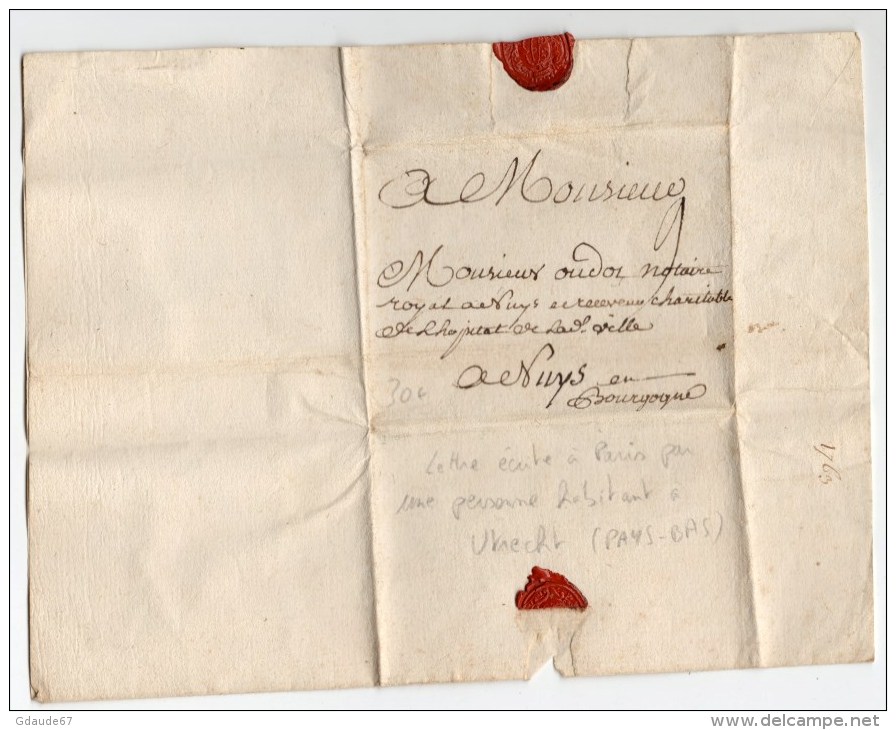 1762 - LETTRE D'un HABITANT D' UTRECHT (PAYS BAS) Expediée De PARIS - 1701-1800: Precursors XVIII