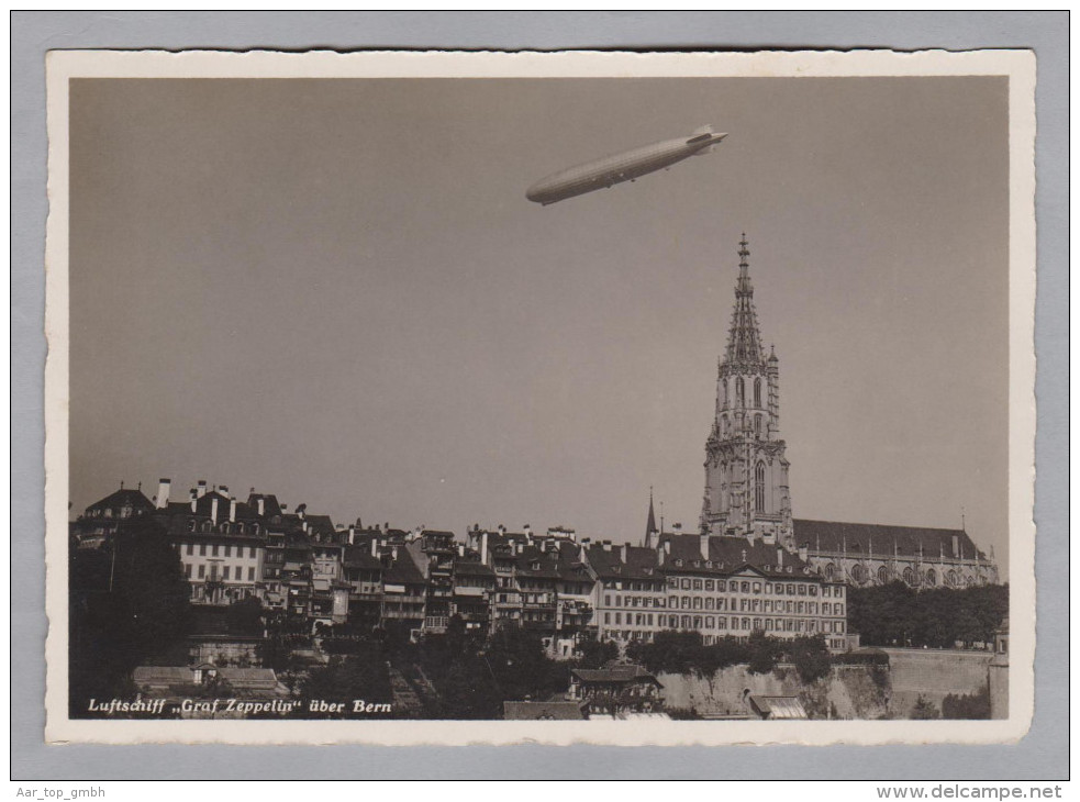 Schweiz Flugpost 1930-10-12 Basel Offizielle Karte 1. Zeppelin-Landung Bern - Erst- U. Sonderflugbriefe