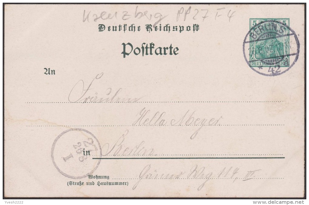 Allemagne 1902. Carte, Entier TSC. Gruss Aus Berlin. Hasenhaire - Café Heyne. Tables Et Chaises Dans Les Bois, éclairage - Arbres