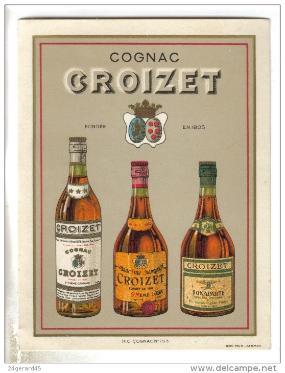 CARTON  FORMAT CPSM PUBLICITE ALCOOL - Cognac CROIZET - Werbepostkarten