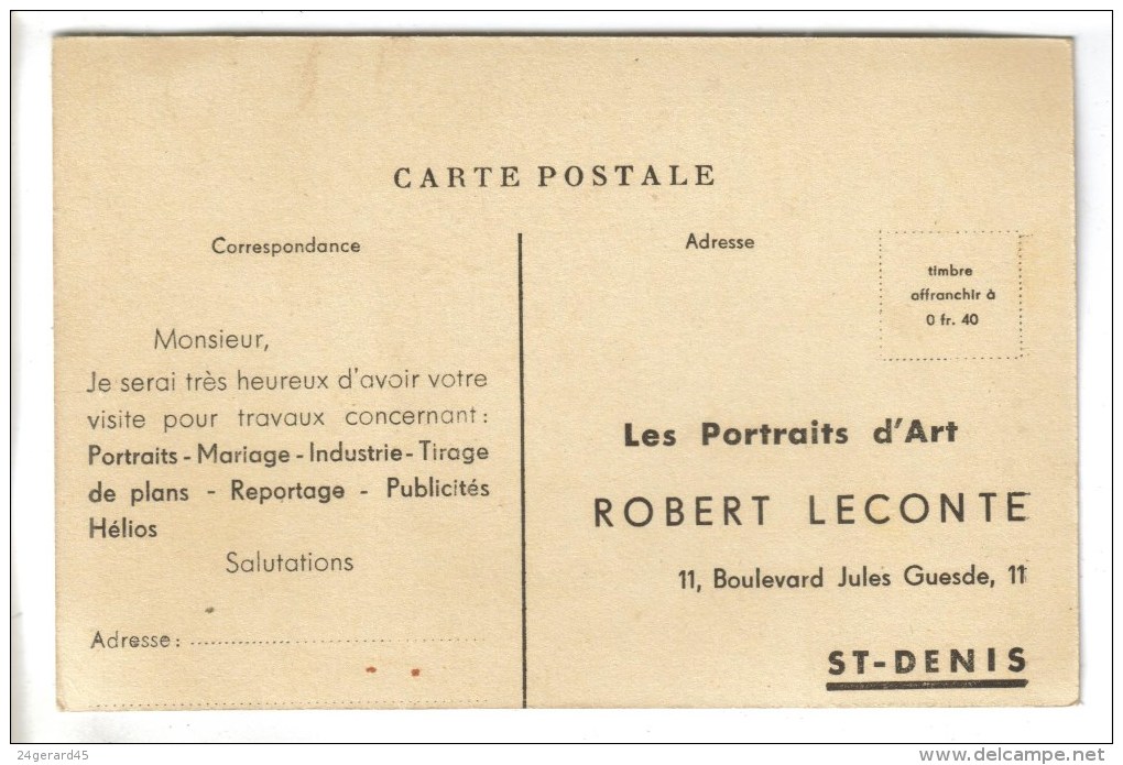 CPSM PUBLICITE PHOTO IMPRESSION INDUSTRIE - Portraits D'Art Robert LECONTE 11 Bd Jules Guesde Saint Denis - Publicité