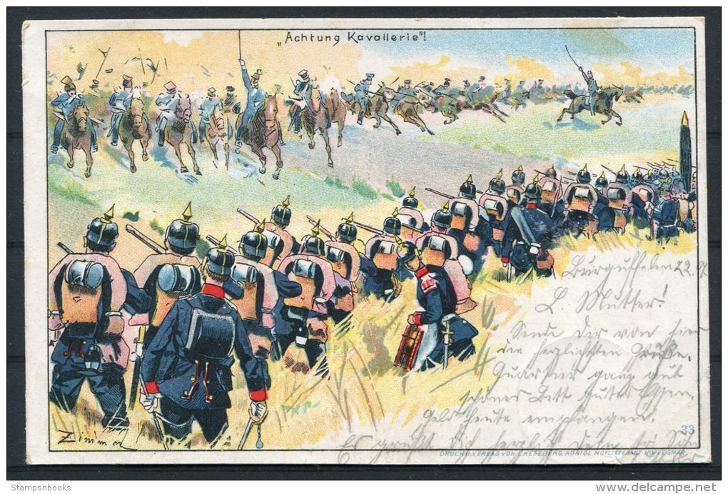 1901 Germany 'Actung Kavallerie' Zimmer Postcard - Patriotic