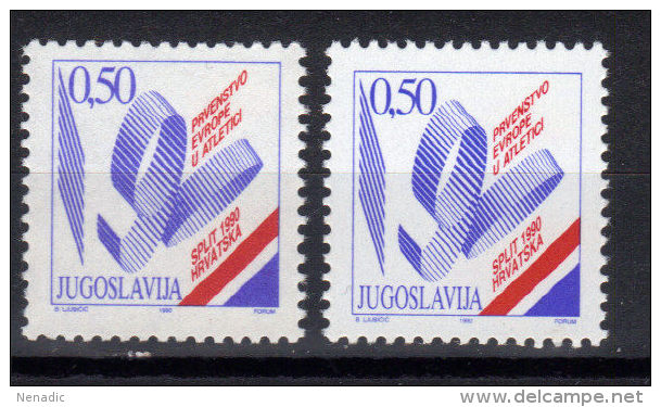 Yugoslavia,For EC In Athletics In Split 1990.,normal & Chalky Paper,MNH - Neufs