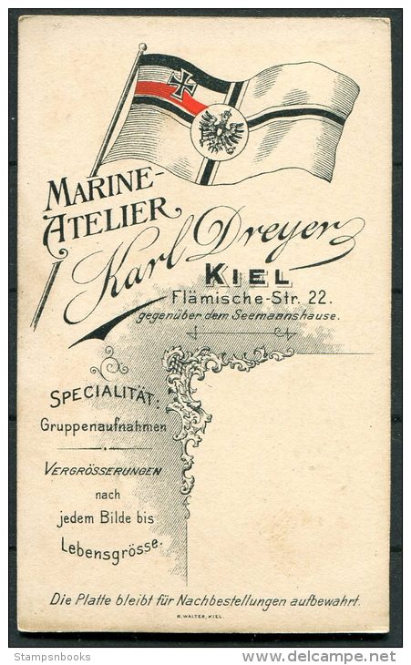 WW1 Soldat Kaiser Marine S.M.S.Lothringen Marine-Atelier Kiel CDV X 3 - War, Military