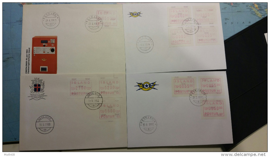 4 ATM FDC Brief Island1983 - 1994 - Franking Labels