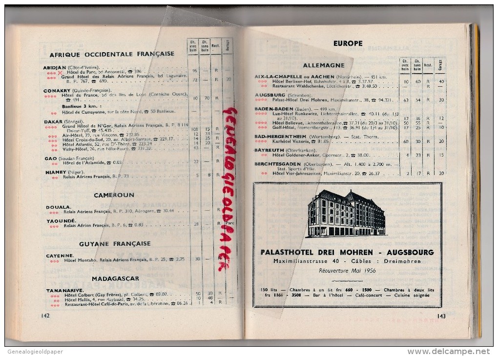 AUTOMOBILE CLUB DE FRANCE - ANNUAIRE DE ROUTE 1956- AV. KLEBER PARIS- 203-403 PEUGEOT KLEBER COLOMBES