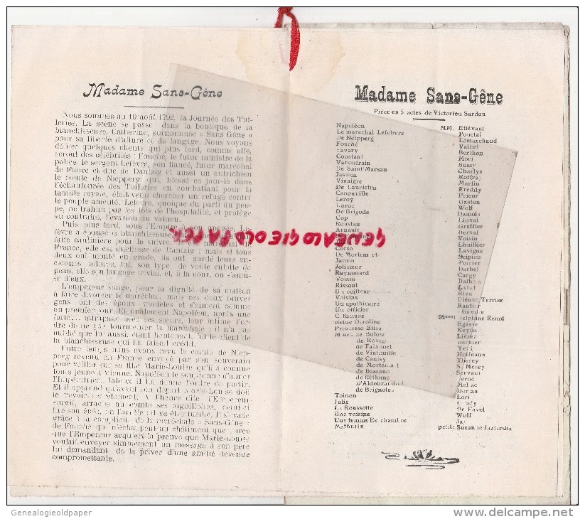 75018- PARIS - PROGRAMME SELECT - THEATRE MONCEY - L. PRIEUR -POUCTAL-DESPRES-CHARLYS-MADAME SANS GENE-SARDOU-LARA-RENOT - Other & Unclassified