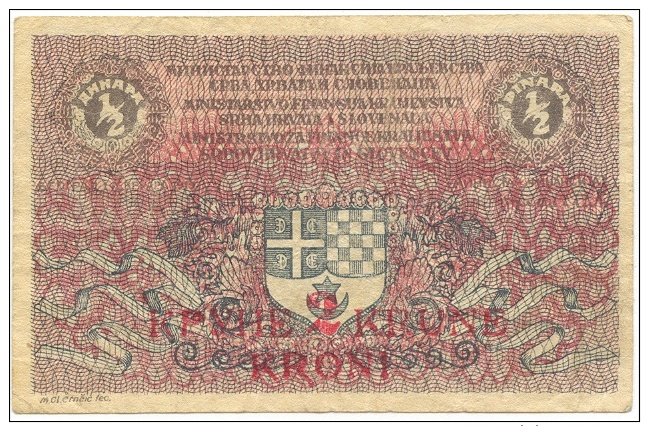 Yugoslavia 1/2 Dinara 2 Krone 1919 - Yougoslavie