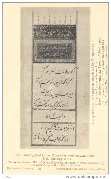 The Rubaiyât Of Omar Khayyâm Written A.D. 1460 - Bodleias Library - Carte Non Circulée - Non Classés