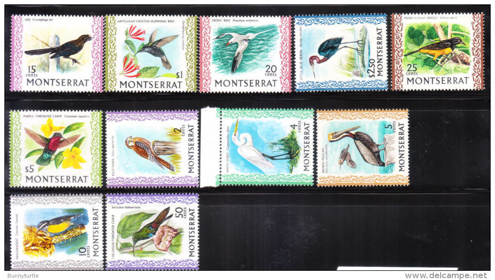 Montserrat 1970-74 Birds Definitive Heron Hummingbird Carib MNH - Montserrat