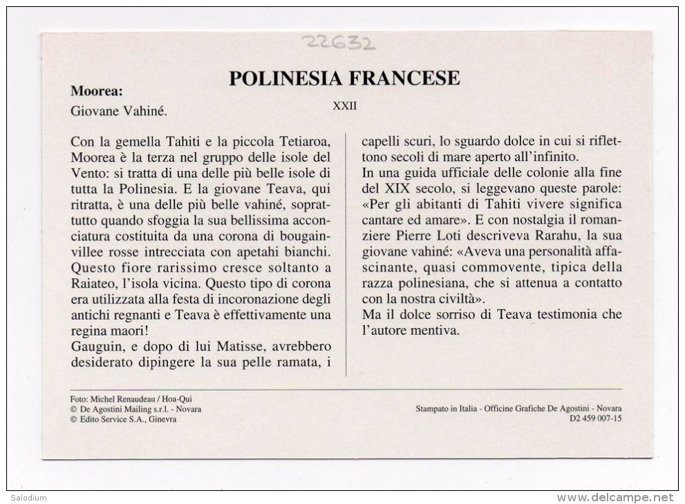 POLINESIA FRANCESE - Moorea VAHINE' - Ragazza Girl - Polinesia Francese