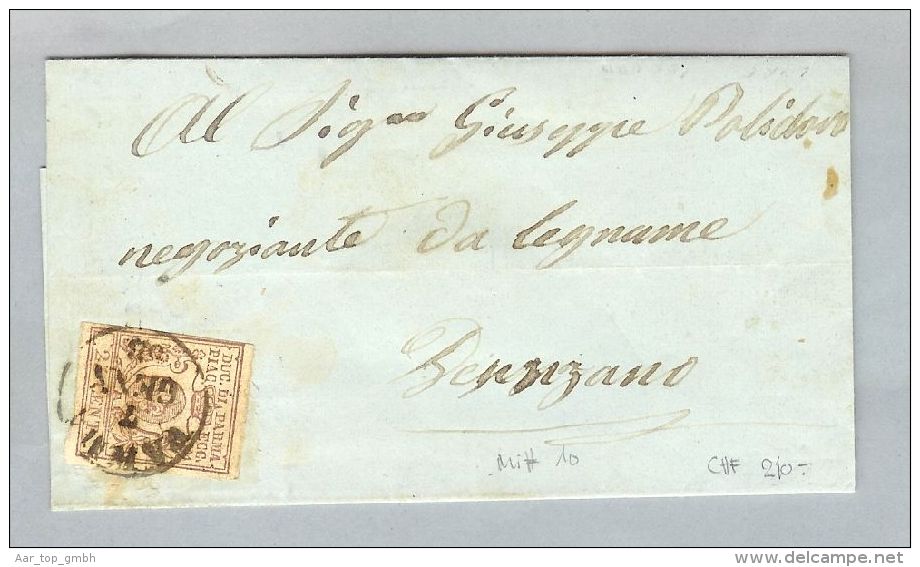 Italien Parma Mi#10 Auf Brief 1858-01-07 Nach Benzano - Parma