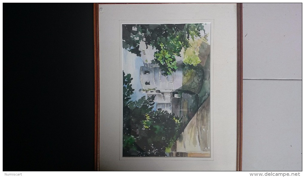 Aquarelle Tableau Le Château D Angers Superbe Par Gayot Artiste Peintre Angevin Décédé,    Sous Verre - Aquarelles