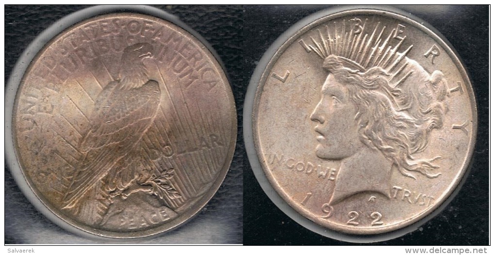 EE.UU.  USA   DOLLAR 1922  PEACE PLATA SILVER..B7 - 1921-1935: Peace (Paix)