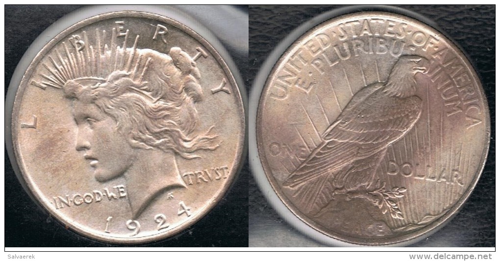 EE.UU.  USA   DOLLAR 1924  PEACE PLATA SILVER..B6 - 1921-1935: Peace (Paix)