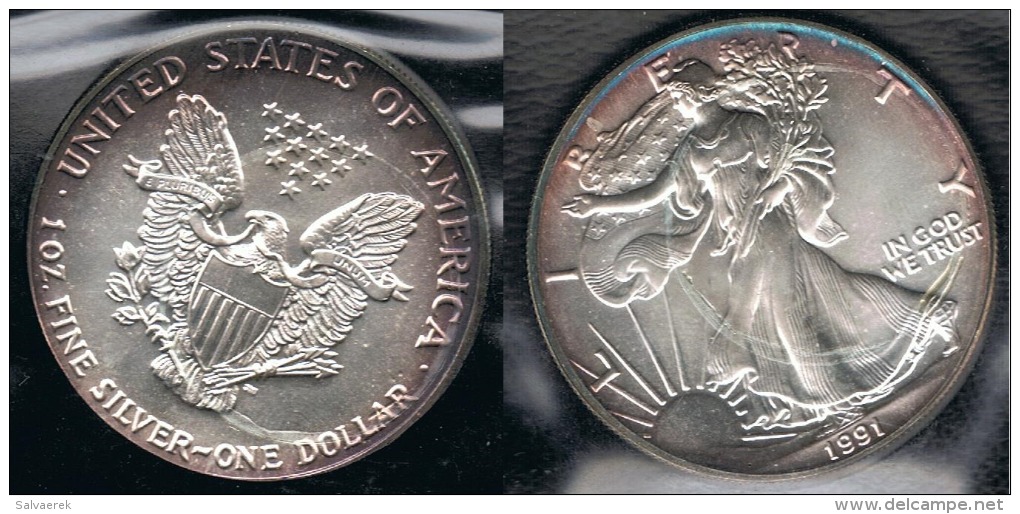 EE.UU.  USA  OUNCE DOLLAR 1991 PLATA SILVER..B9 - Non Classés