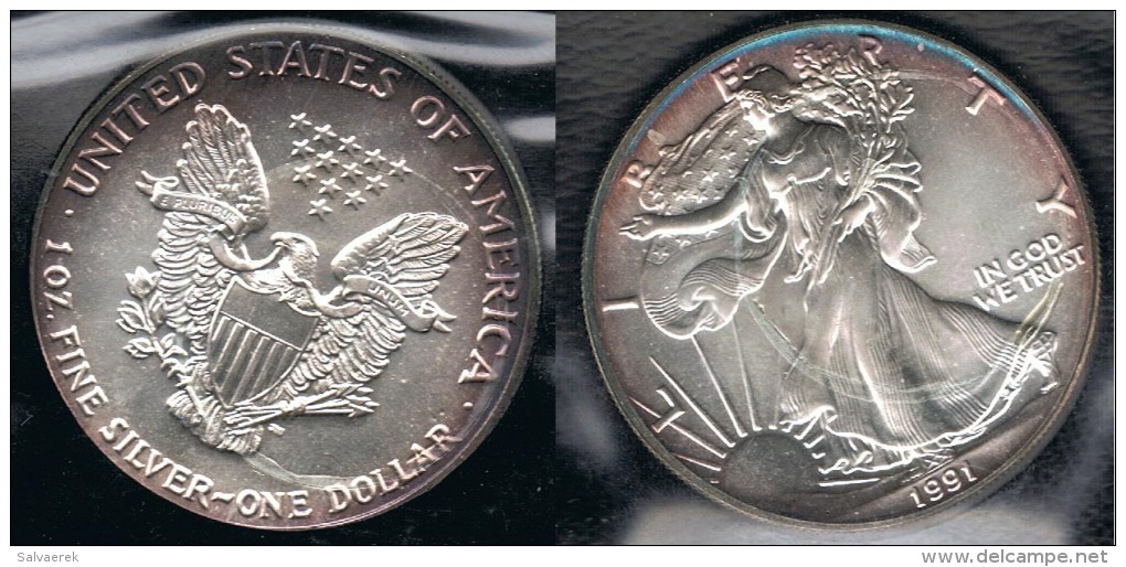 EE.UU.  USA  OUNCE DOLLAR 1991 PLATA SILVER..B9 - Sin Clasificación