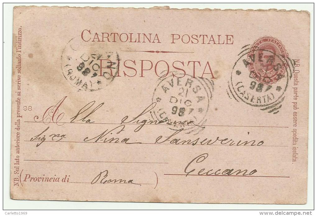 CARTOLINA POSTALE RISPOSTA DEL 1898 - Histoire