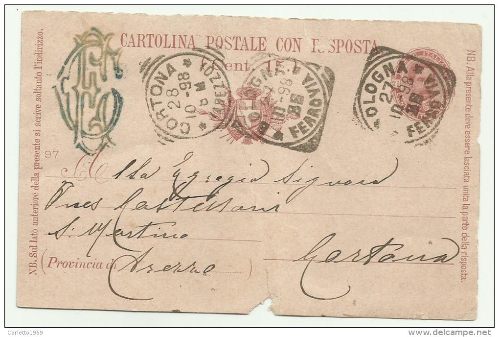 CARTOLINA POSTALE CON RISPOSTA  DEL 1898 - Storia