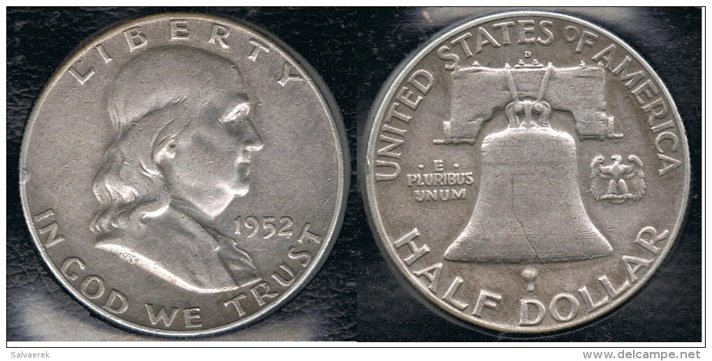 EE.UU.  USA HALF DOLLAR 1952  DENVER PLATA SILVER - 1948-1963: Franklin