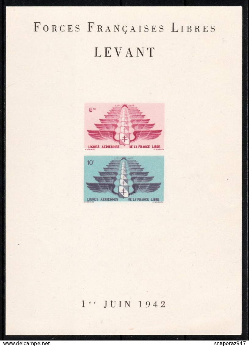 1942 Levante Forces Francaises Libre Block Perforated + Imperf. MNH** B574 - Nuovi