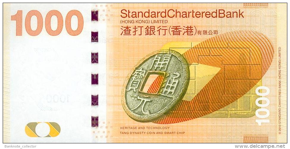 Hong Kong, 1000 Dollar, " STANDARD CHARTERED BANK ", Pick Nr. 301, UNC, 2010 ! - Hongkong